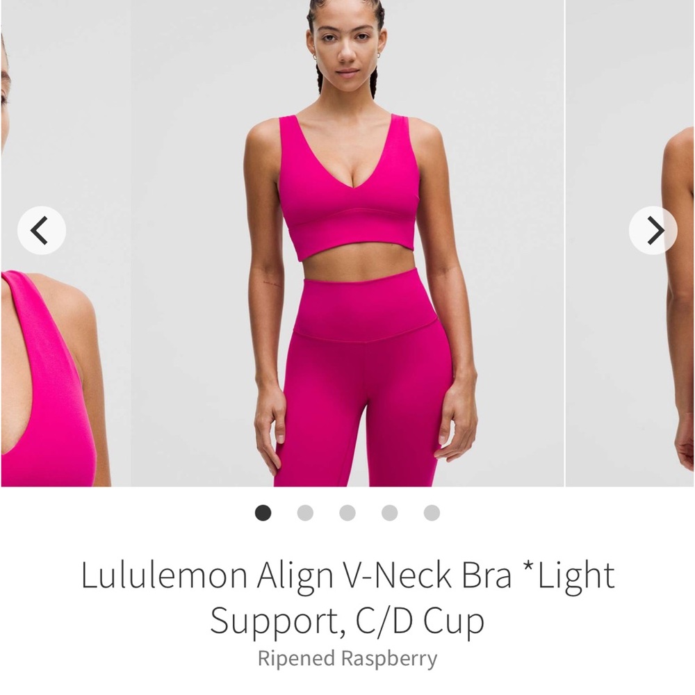 Lululemon Align V Neck Bra *Light Support C/D Cup Ripened Raspberry Sz 8